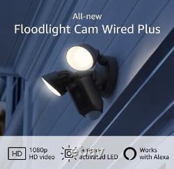 Anneau Projecteur Cam Wired Plus 1080p Caméra Wi-fi Extérieure Avec Vision Nocturne Noir