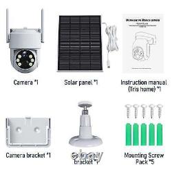 CAMCAMP 4MP Caméra de sécurité sans fil solaire pour la maison extérieure PIR 2.4G WiFi Caméra PTZ