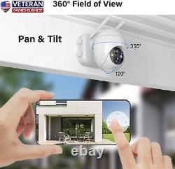Caméra De Sécurité Elemage Wireless Outdoor, Caméra De Sécurité Solaire 2k, 360° V