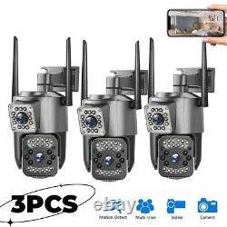Caméra IP WiFi extérieure sans fil 4x double objectif 1080P CCTV PTZ sécurité à domicile IR