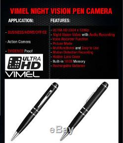 Camera Pen Pocket Wearable Ultra Xhd Vidéo 2k 1296p Sécurité À La Maison