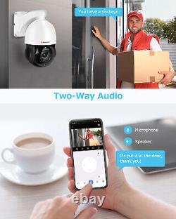 Caméra de sécurité PTZ 4K pour la maison avec IP PoE, caméra extérieure, audio bidirectionnel et détection de l'IA avec suivi.
