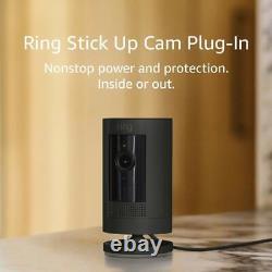 Caméra de sécurité domestique Ring Stick Up Cam Plug-In Noir avec vision nocturne pour l'intérieur et l'extérieur