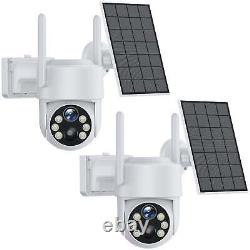 Caméra de sécurité sans fil 2K pour la maison en extérieur, caméra PTZ solaire de 4MP avec vision nocturne.