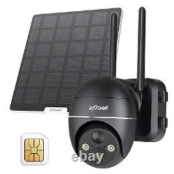 Caméra de sécurité sans fil 4G LTE solaire extérieure IeGeek avec batterie pour maison et carte SIM CCTV.