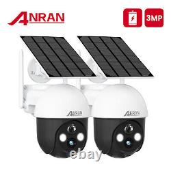 Caméra de sécurité solaire ANRAN avec batterie 360° PTZ Wifi extérieure sans fil pour la maison IP66.