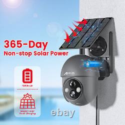 Caméra de sécurité solaire sans fil alimentée par batterie, système extérieur wifi à inclinaison et panoramique pour la maison