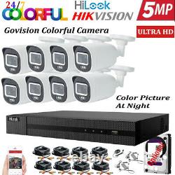 Hikvision 5mp Cctv Hd Colorful Night Vision Outdoor Dvr Kit Système De Sécurité De La Maison