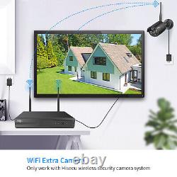 Hiseeu 3MP Système de Caméra de Sécurité CCTV Sans Fil avec Audio pour Extérieur de Maison, Lot de NVR 8CH