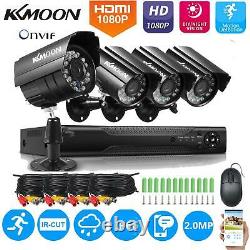 Kkmoon 4ch 1080p Dvr Outdoor Home Caméra De Sécurité Cctv Ir Night Vision