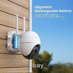 Paquet de 3 ieGeek Caméra de Sécurité sans Fil Extérieure à Domicile WiFi Batterie Système PTZ CCTV