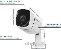 Pro Caméra De Sécurité Système Intérieur Extérieur 1080p Imperméable Vision De Nuit À Distance