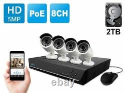 Reolink 8ch 5mp Système De Surveillance Poe Nvr De Sécurité Kit Caméra Ip Rlk8-410b4-5