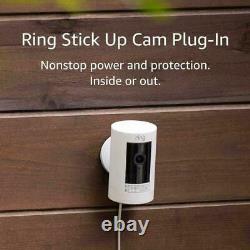 Ring Stick Up Cam Plug-in Hd 1080p Caméra De Sécurité -indoor/outdoor 3rd Gen White