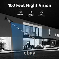 Sannce Hd 1080p Caméra De Surveillance Extérieure 16ch 5in1 Dvr Night Vision Kit De Sécurité À La Maison
