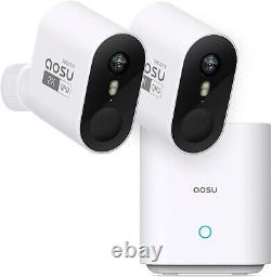 Sécurité Aosu 2 caméras sans fil extérieures, système de sécurité domestique HD 2K