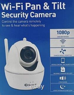 Swann 1080P Caméra de sécurité sans fil Pan & Tilt HD CCTV Wi-Fi HD Blanche Nouvelle