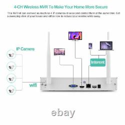 Système De Sécurité Sans Fil Home Office Wifi Cctv Nvr Outdoor Ip 4 Camera Kit 1080p