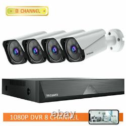 Système de caméra de sécurité 1080P 8CH DVR CCTV Extérieur Maison Sécurité 4/8PCS Caméra