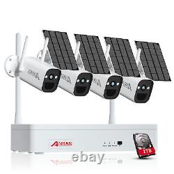 Système de caméra de sécurité ANRAN 2K sans fil avec batterie solaire, WiFi, audio bidirectionnel et 1 To de stockage à domicile