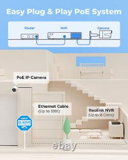 Système de caméra de sécurité CCTV domestique PoE Reolink 16CH 5MP NVR 3TB HDD Audio IP66