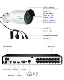 Système de caméra de sécurité CCTV domestique PoE Reolink 16CH 5MP NVR 3TB HDD Audio IP66