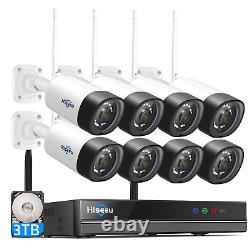 Système de caméra de sécurité Hiseeu 3MP WiFi CCTV extérieure sans fil 3TB IP67 Lot