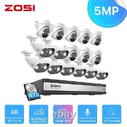 Système de caméra de sécurité IP POE domestique ZOSI 8CH/16CH 4K NVR 5MP/8MP avec détection faciale AI