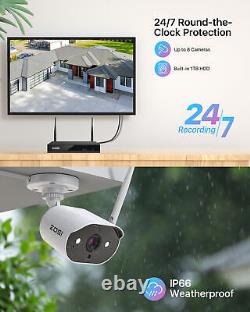 Système de caméra de sécurité IP sans fil ZOSI H.265+ 2K 8CH pour la maison avec caméra CCTV extérieure et disque dur de 1 To