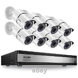 Système de caméra de sécurité à domicile ZOSI 5MP Lite 16CH DVR CCTV avec vision nocturne infrarouge de 120 pieds en extérieur.