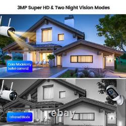Système de caméra de sécurité à domicile sans fil 3MP, caméra solaire extérieure Wifi avec vision nocturne