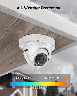 Système de caméra de sécurité domestique IP PoE ZOSI H.265+ 8MP avec enregistrement 24/7 AI Detection 2TB