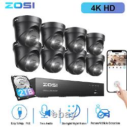 Système de caméra de sécurité domestique ZOSI 16CH 4K PoE en extérieur avec audio bidirectionnel