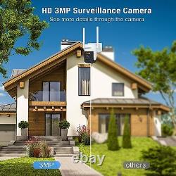 Système de caméra de sécurité domestique extérieure sans fil WiFi alimenté par batterie solaire avec inclinaison et panoramique