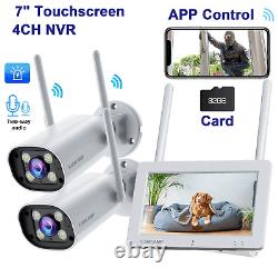 Système de caméra de sécurité domestique sans fil CAMCAMP 2K avec écran tactile de 7 pouces, NVR SD