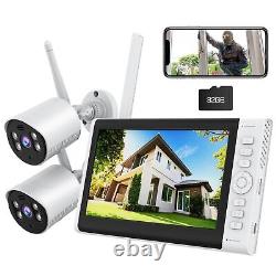 Système de caméra de sécurité domestique sans fil CCTV Wifi 1080P avec écran LCD 7 pouces +32GB.