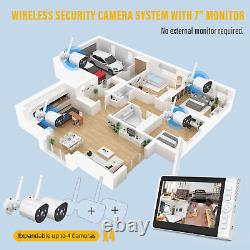 Système de caméra de sécurité domestique sans fil CCTV Wifi 1080P avec écran LCD 7 pouces +32GB.