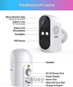 Système de caméra de sécurité domestique sans fil alimentée par batterie ZOSI 8CH 3MP 64 Go
