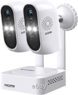 Système de caméra de sécurité domestique sans fil alimentée par batterie ZOSI 8CH 3MP 64 Go