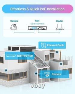 Système de caméra de sécurité extérieure ZOSI 8 canaux PoE pour la maison