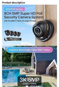 Système de caméra de sécurité extérieure ZOSI 8 canaux PoE pour la maison