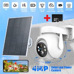 Système de caméra de sécurité extérieure sans fil WiFi alimenté par batterie solaire avec fonction panoramique/inclinaison à domicile