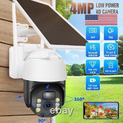 Système de caméra de sécurité extérieure sans fil WiFi alimenté par batterie solaire avec inclinaison et panoramique pour la maison