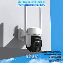 Système de caméra de sécurité extérieure sans fil WiFi alimenté par batterie solaire avec inclinaison et panoramique à domicile