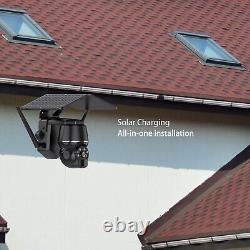 Système de caméra de sécurité extérieure sans fil WiFi alimenté par batterie solaire avec panoramique/inclinaison pour la maison
