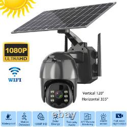 Système de caméra de sécurité extérieure sans fil WiFi alimenté par batterie solaire avec rotation/inclinaison pour la maison