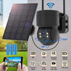 Système de caméra de sécurité extérieure sans fil WiFi alimentée par batterie solaire avec panoramique/inclinaison pour la maison