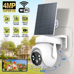 Système de caméra de sécurité extérieure sans fil WiFi alimentée par batterie solaire avec panoramique/inclinaison pour la maison