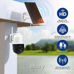 Système de caméra de sécurité extérieure sans fil alimenté par batterie solaire avec panoramique/inclinaison et Wi-Fi