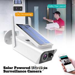 Système de caméra de sécurité extérieure sans fil avec batterie solaire et Wifi à inclinaison et panoramique à domicile